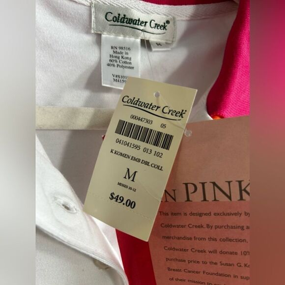 Coldwater creek shirt Breast Cancer Awareness women’s M Polo Super soft golf NWT - Picture 3 of 11